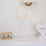 Transparent Trapezoid PVC Waterproof Flower Bag: Pink - Rose and Vine Florals