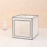 Cube Window Kraft Flower/Gift Bag: White with black borders / Medium