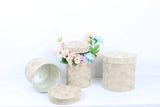 Chic Velvet Round Flower Box with Lid: Tan / Small