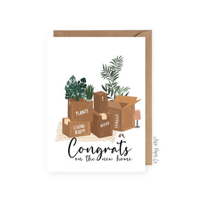 Congratulations Moving Card - Rose and Vine Florals
