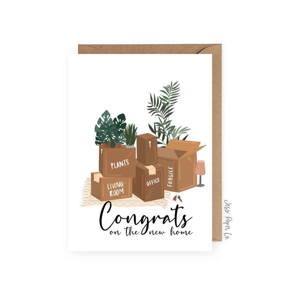 Congratulations Moving Card - Rose and Vine Florals