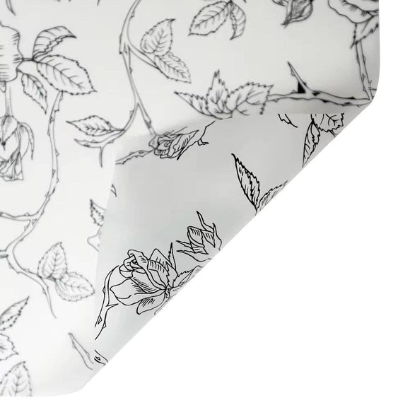 Rose Printing Design Flower Wrapping Paper (20pcs/bag): 3 - Black
