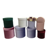 Velvet Round Flower Hat Box with Lid: Dark Pink / Small