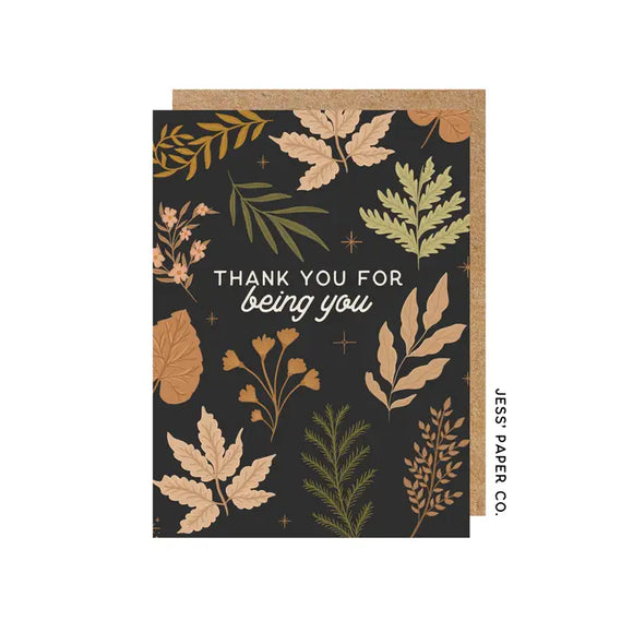 Thank You For Being You Card - Rose and Vine Florals