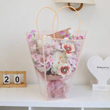 Transparent Trapezoid PVC Waterproof Flower Bag: Pink - Rose and Vine Florals