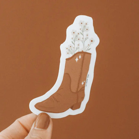 Floral Cowboy Boot Sticker