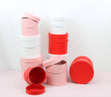 Simple Solid Color Round Hat Flower Box with Lid: White / Medium