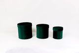Velvet Round Flower Hat Box with Lid: Purple / Medium - Rose and Vine Florals