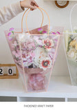 Transparent Trapezoid PVC Waterproof Flower Bag: Pink - Rose and Vine Florals