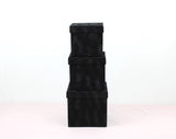 Velvet Cube Square Flower Hat Box with Lid: Black / Small