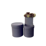 Velvet Round Flower Hat Box with Lid: Dark Pink / Small