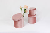 Velvet Round Flower Hat Box with Lid: Pink / Small