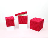 Velvet Cube Square Flower Hat Box with Lid: Black / Small