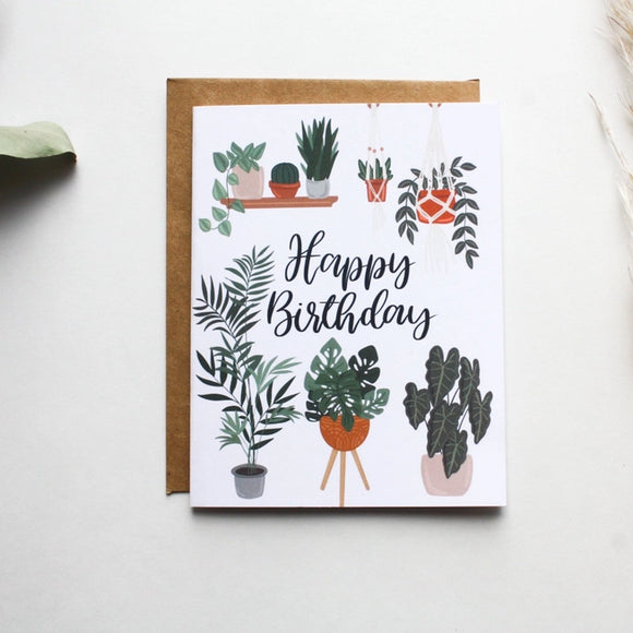 Plant Happy Birthday Card - Rose and Vine Florals