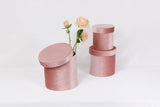 Velvet Round Flower Hat Box with Lid: Purple / Medium - Rose and Vine Florals