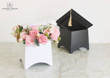 Graduation Flower Box - Various Colors: White - Rose and Vine Florals