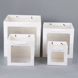 Cube Window Kraft Flower/Gift Bag: White with black borders / Medium
