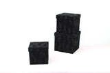 Velvet Cube Square Flower Hat Box with Lid: Black / Small