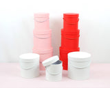 Simple Solid Color Round Hat Flower Box with Lid: White / Medium
