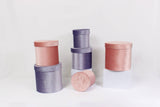 Velvet Round Flower Hat Box with Lid: Pink / Small