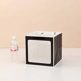 Cube Window Kraft Flower/Gift Bag: White with black borders / Medium