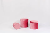 Velvet Round Flower Hat Box with Lid: Pink / Small