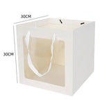 Cube Window Kraft Flower/Gift Bag: White with black borders / Medium