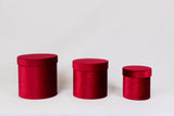 Velvet Round Flower Hat Box with Lid: Pink / Small