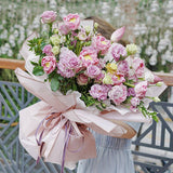 Gold Edge Waterproof Flower Wrapping Paper (20 sheets-bag): 17 Baby Pink