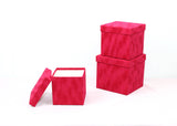 Velvet Cube Square Flower Hat Box with Lid: Black / Small