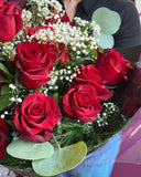 24 Red Rose Handtied Bouquet - Rose and Vine Florals