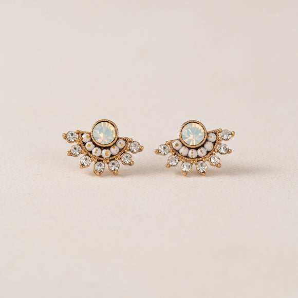 Nico Fan Studs Earrings- White Opal