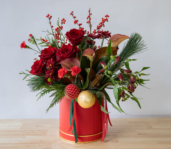 Large Red and Gold Hat Box