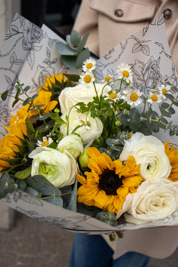 Mothers Day Sunflowers and Ranunculus Bouquet