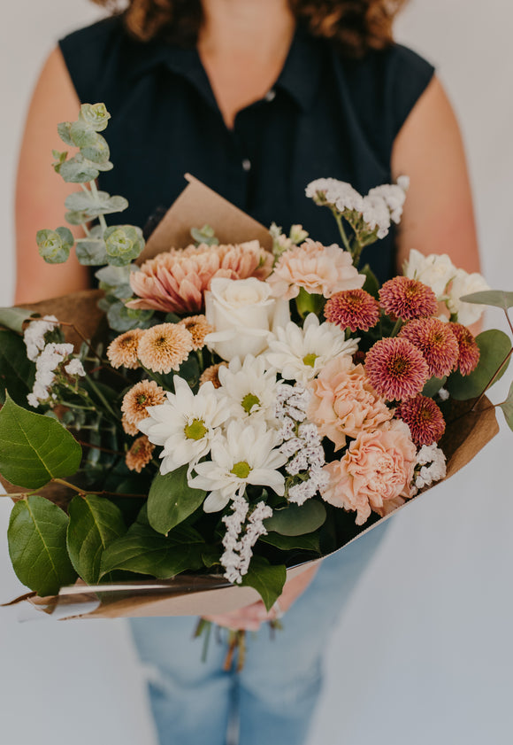 Medium -Neutrals Seasonal Bouquet - Rose and Vine Florals