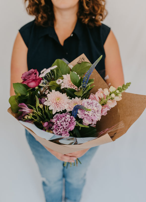 Small Bright Seasonal Handtied Bouquet - Rose and Vine Florals