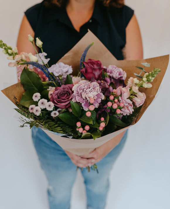 Medium Bright Seasonal Handtied Bouquet - Rose and Vine Florals