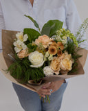 Small Neutral Handtied Bouquet - Rose and Vine Florals