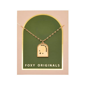 Trust the Magic Necklace: Gold - Rose and Vine Florals