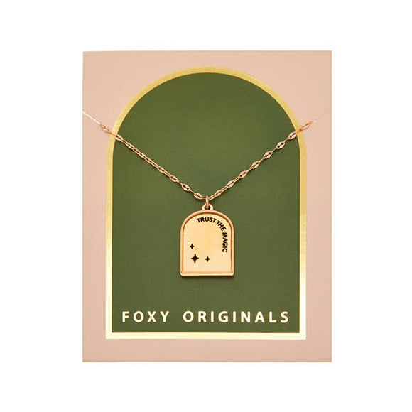 Trust the Magic Necklace: Gold - Rose and Vine Florals