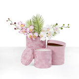 Chic Velvet Round Flower Box with Lid: Tan / Small