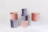 Velvet Round Flower Hat Box with Lid: Purple / Medium - Rose and Vine Florals