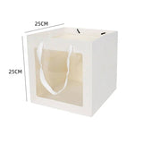 Cube Window Kraft Flower/Gift Bag: White with black borders / Medium
