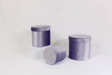 Velvet Round Flower Hat Box with Lid: Purple / Medium - Rose and Vine Florals