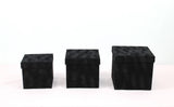 Velvet Cube Square Flower Hat Box with Lid: Black / Small