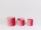 Velvet Round Flower Hat Box with Lid: Pink / Small