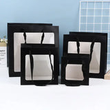 Cube Window Kraft Flower/Gift Bag: White with black borders / Large