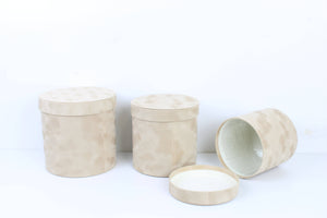 Chic Velvet Round Flower Box with Lid: Tan / Small