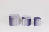 Velvet Round Flower Hat Box with Lid: Purple / Medium - Rose and Vine Florals