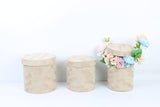 Chic Velvet Round Flower Box with Lid: Tan / Small